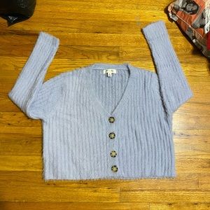 Cropped purple fuzzy sweater